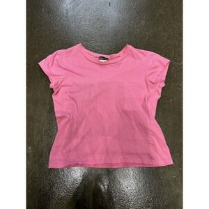 Wet Seal Shirt Juniors Medium Pink Crew Neck Short Sleeve Basic Tee Top Cotton